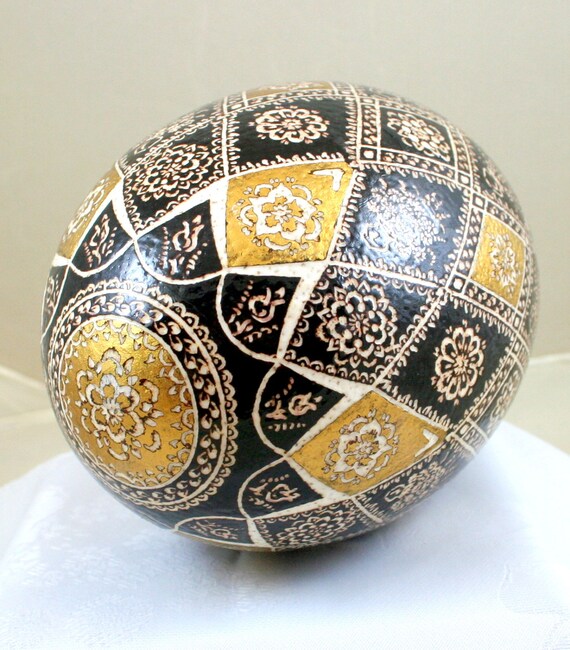 Easter Eggs Ostrich Eggs Golden Easter Eggs Pysanka Unique Etsy