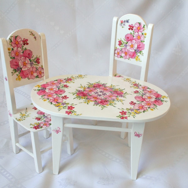 dollhouse furniture, 1:6 scale dining set for dollhouse, table and chairs, doll furniture, miniature furniture, wooden furniture for dolls