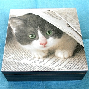 wooden box cat, jewelry box cat, box for memories, box for cat lovers, gift for cat lovers, gift for mom