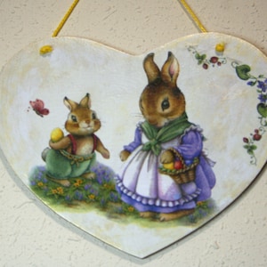 Stamina pasquale placca cuore in legno da 18 cm, decorazione murale pasquale, biglietto di auguri pasquale, buona Pasqua, caccia alle uova di Pasqua, buona Pasqua