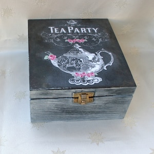 tea box organizer, wooden tea box, tea storage box, gift for tea lovers, rustic box