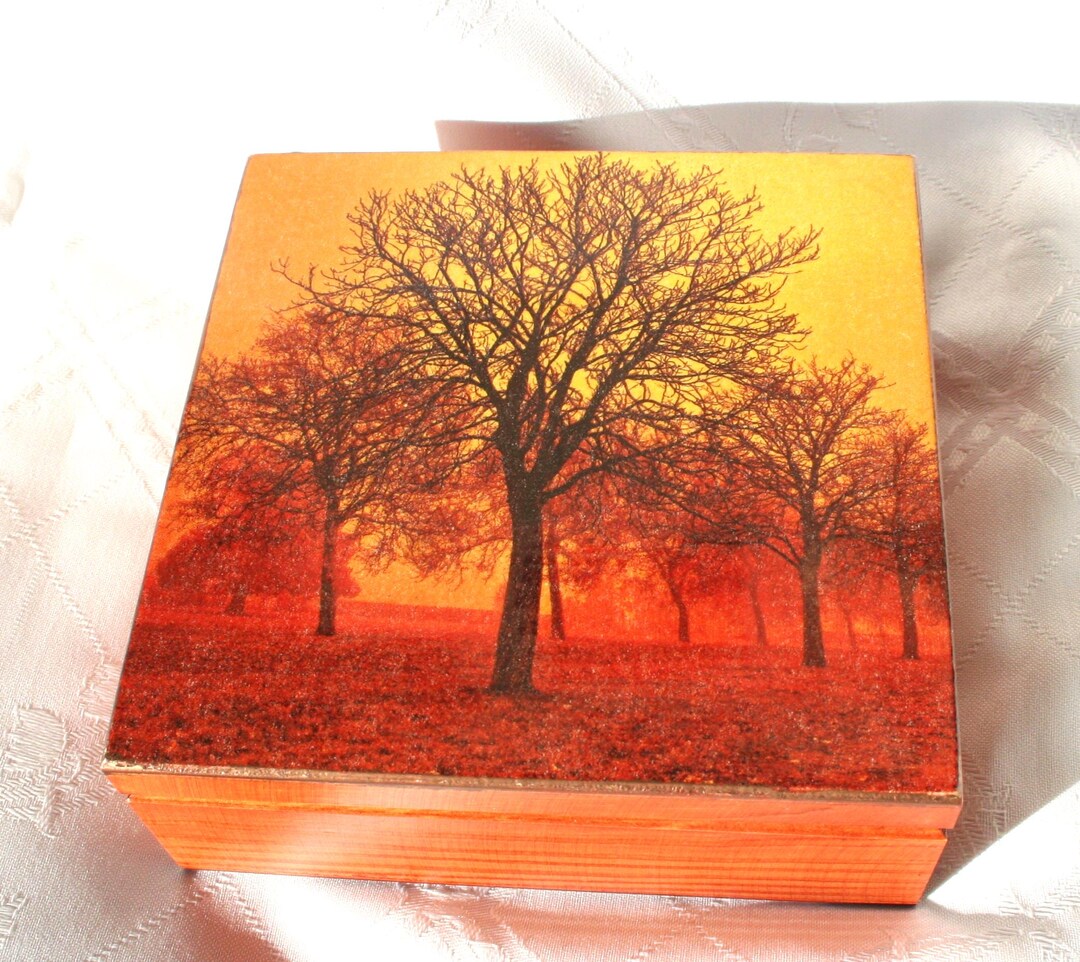 Wooden Box Autumn Trees, Wooden Keepsake Box, Jewerly Box, Nice Gift ...