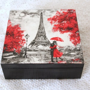 Paris memory wooden box, Eiffel tower trinket box, Parisian moments jewelry box, France storage box, Paris decor, French country decor