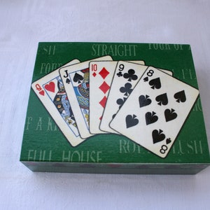 playing cards box, box with playing cards, wooden box, wooden playing cards box, nice gift for him