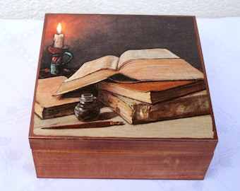 Houten decoupagedoos: vintage schatkist