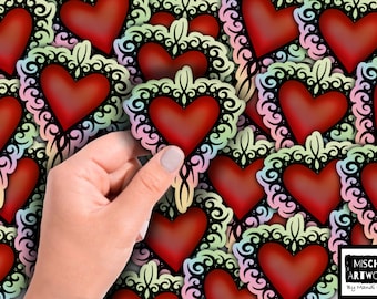Holographic Mandi Heart Art Sticker; waterproof, water bottle, laptop