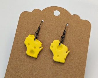Wisconsin Shaped Cheese Polymer Clay Earrings