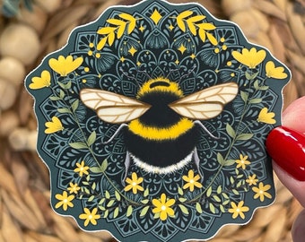 Bumblebee Floral Sticker, Pollinators Sticker, Honey Bee Sticker, Bumblebee and Flowers Sticker, Gardener Bugs, Save the Bee, Bee Kind Decal