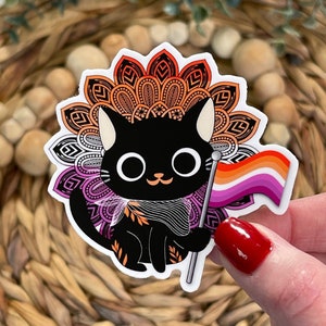 Lesbian Cat Pride Sticker: LGBT Gay Flag Kitty Vinyl Decal