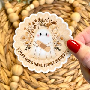 Tummy Ache Ghost Sticker: Funny IBS Survivor Waterproof Vinyl
