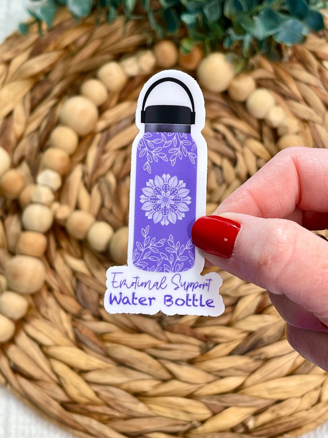 Purple Emotional Support Water Bottle Sticker: Funny Mental Health ...