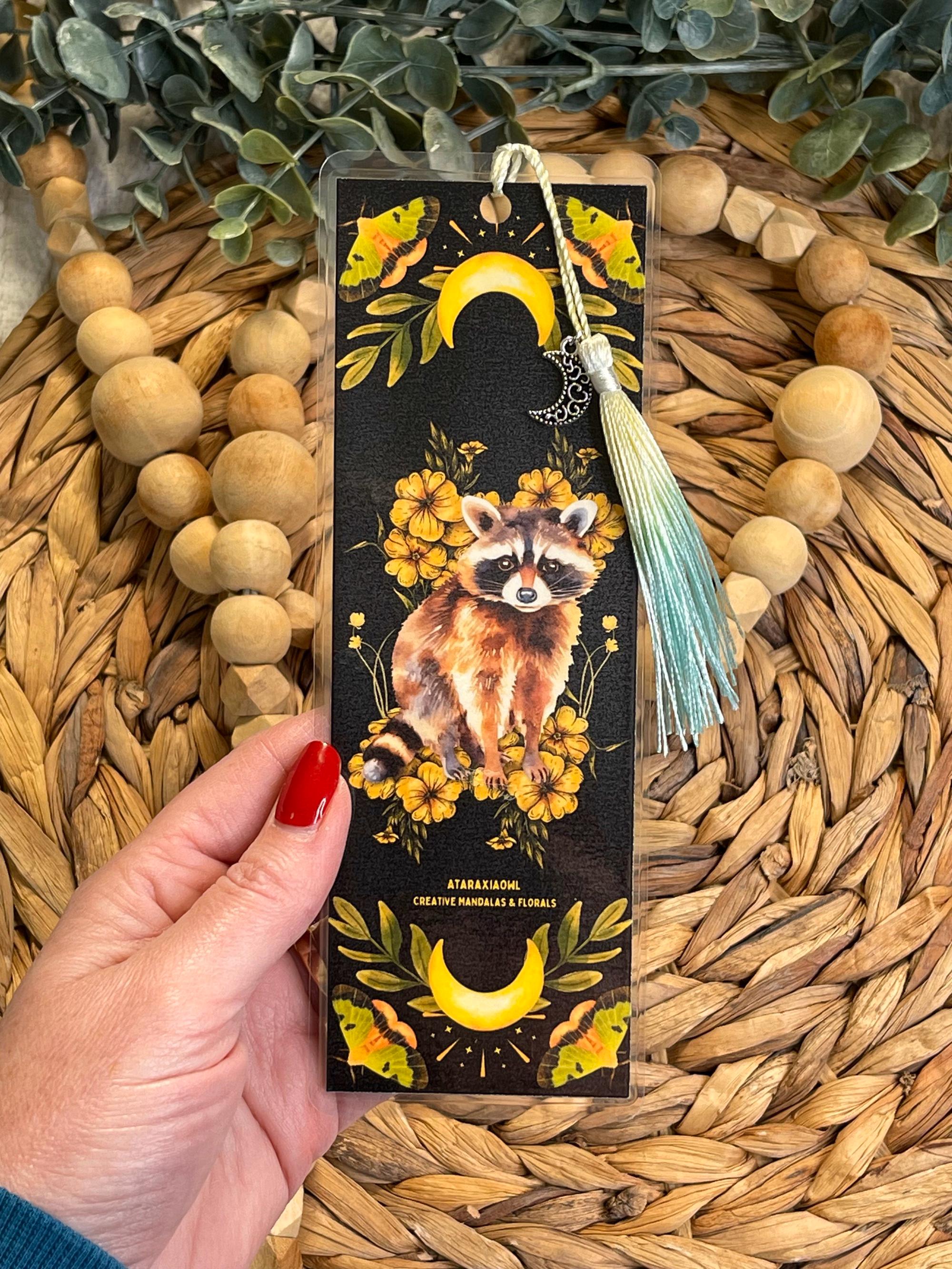 Raccoon Laminated Bookmark With Tassel and Charm - Etsy