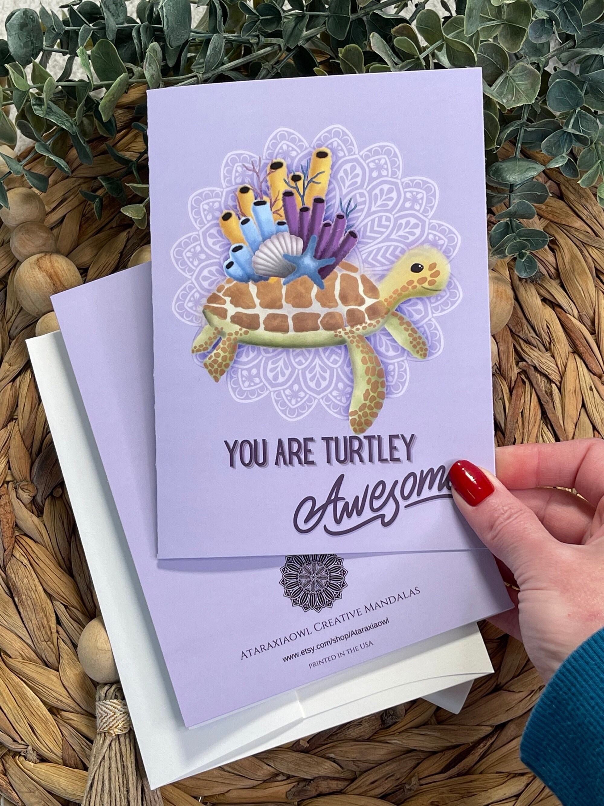 I Turtley Appreciate You Card, Turtle Pun Greeting Card, Friendship Card, Appreciation Note, Grateful For You Card, Purple Gratitude Card