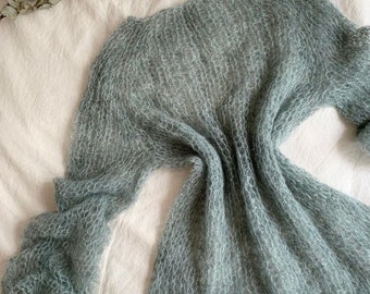 Pullover trui dikke mohair trui, met de hand gebreid