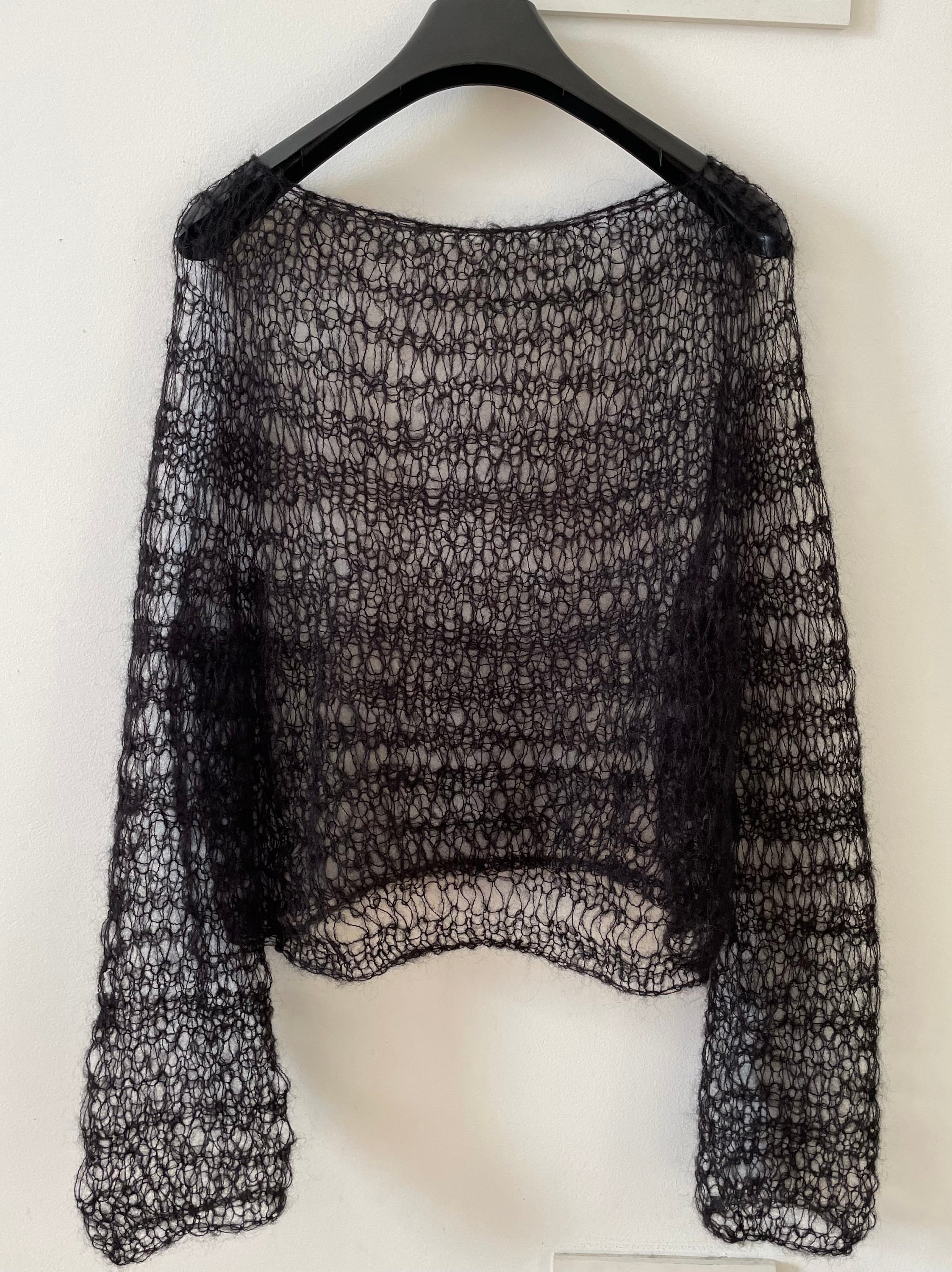 PLUS BACK SHEER TIE SHORT SLEEVE KNIT SWEATER main image 0