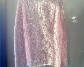 Alpaca pink sweater women's slouchy over-sized pullover jumper