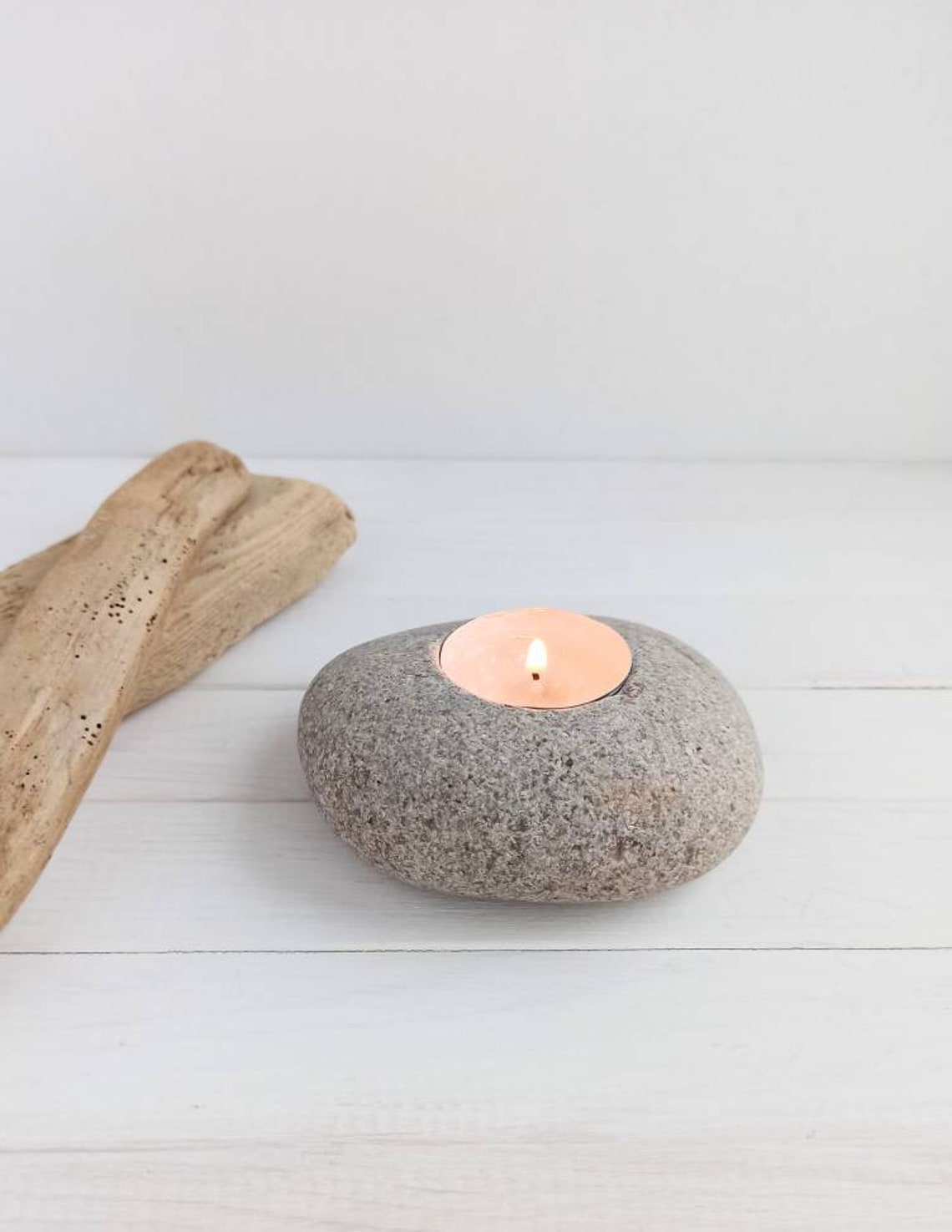 Beach Pebbles Tea Light Candle Holder Stone Candle Holder Etsy