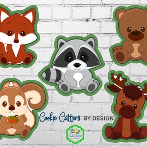 Woodland Animal Babies Cookie Cutters / Fox Cookie Cutter / Bear Cookie Cutter / Chipmunk Cookie Cutter / Moose Cookie Cutter / Raccoon