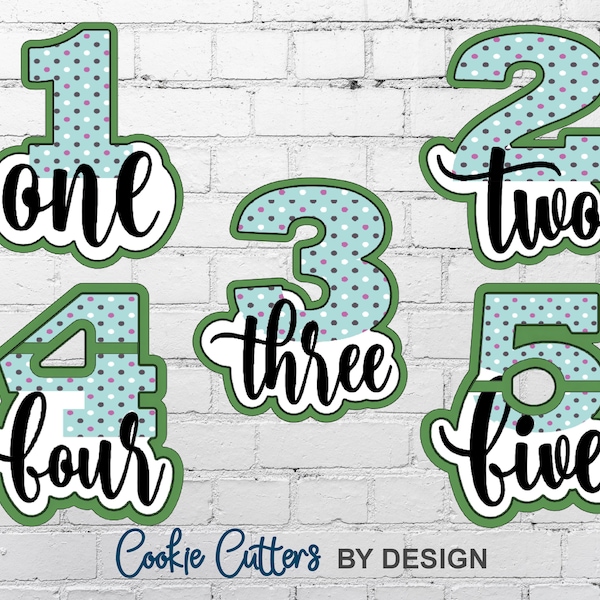 Hand Lettered Number Cookie Cutters and or Stencils