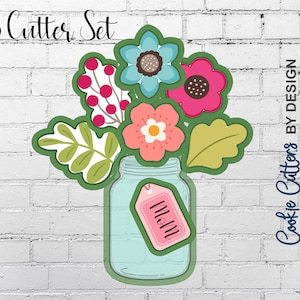 8 Cutter Set Floral Bouquet Mason Jar