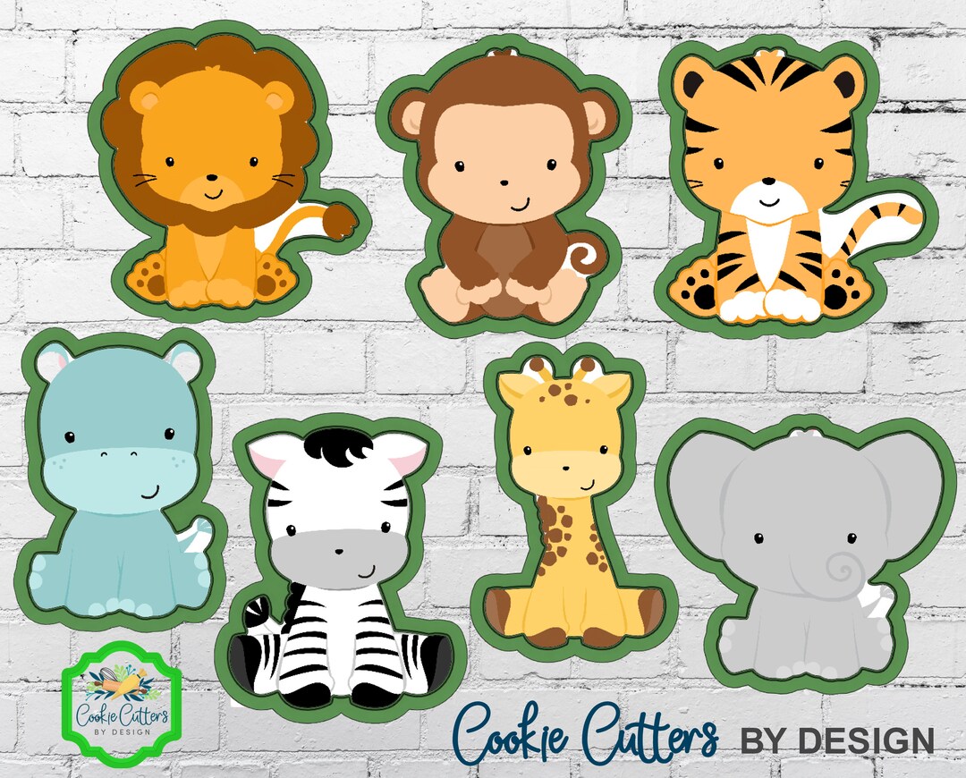 Zoo Cookie Cutters / Zebra / Giraffe / Hippopotamus / Lion / Elephant