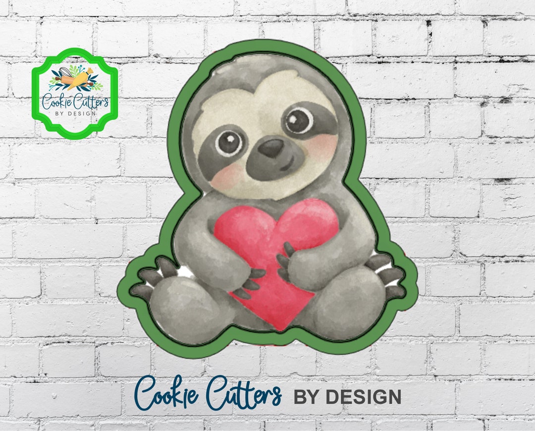 Valentine's Sloth With Heart Cookie Cutter Etsy UK