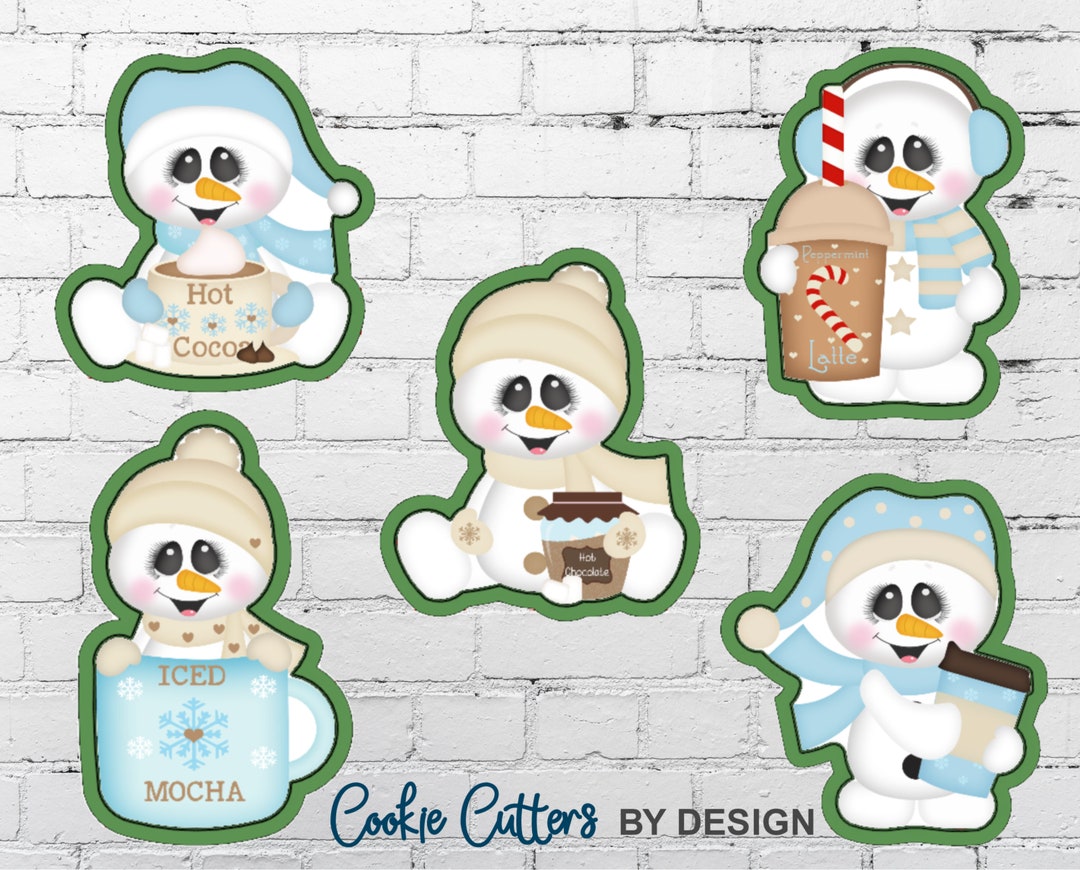 Snowman With Hot Chocolate Cookie Cutter / Peppermint Latte / - Etsy
