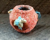 Native American Indian-Handmade Pueblo Pottery - Coral ZUNI FETISH POT - Marvelita Phillips