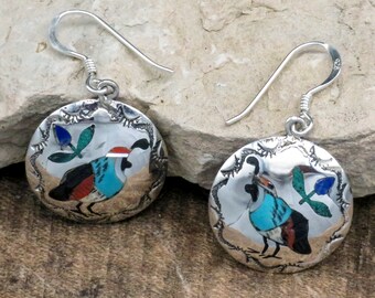 Silver Quail EarringsNature Jewelry Giftquail earrings for herEarthy Silver JewelryOrinthology Gift