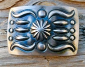 Native American Sterling Silver Jewelry-Navajo Sterling Silver Repousse Belt Buckle-Emerson Bill