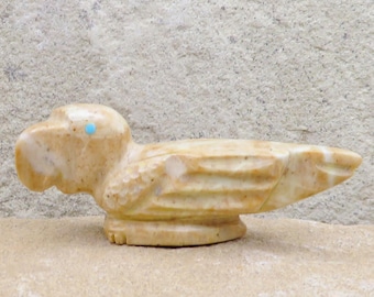 Zuni Fetish-Authentic Native American Animal Carving-Dolomite EAGLE-Spirit Animal-Gilbert Lonjose