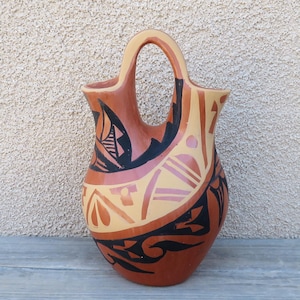 Native American Pottery-Jemez Pueblo Pottery-Traditional Handmade Wedding Vase-Martina Chinana
