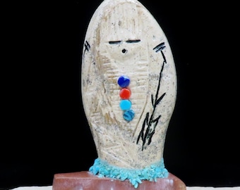 Zuni Fetish-Authentic Native American-Dolomite Two Sided Dragonfly CORN MAIDEN-Gloria Chattin
