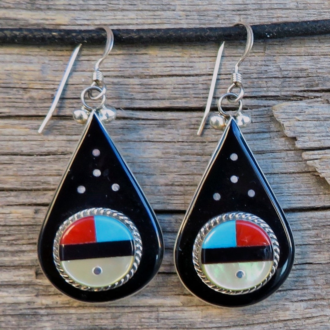 Native American Jewelry Zuni-sterling Silver & Stone Inlay - Etsy