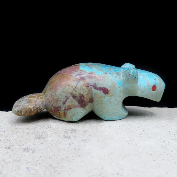 Zuni Fetish-native American Animal Carving-large Chrysocolla