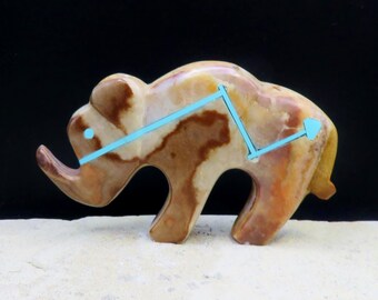 Zuni Fetish-Authentic Native American Animal Carving-Large Onyx LUCKY ELEPHANT-Spirit Animal-Kenric Laiwakete