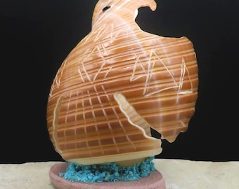 Zuni Fetish-Native American Animal Carving-Large Shell EAGLE-Spirit Animal-Daniel Chattin