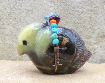 Zuni Fetish-Native American Animal Carving-Large Septarian Nodule SONGBIRD-Spirit Animal-Kateri Sanchez