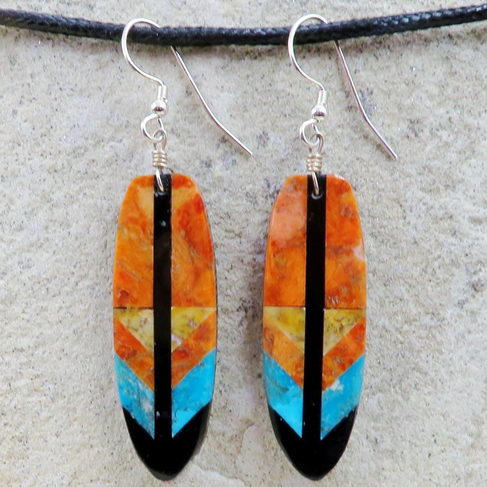Native American Stunning Santo Domingo Orange Apple Coral Sterling Silver Earrings Native American Stunning Santo Domingo Orange Apple Coral Sterling Silver Earrings