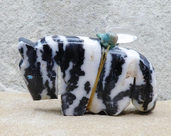 Zuni Fetish-Authentic Native American Animal Carving-Zebra Jasper HORSE-Spirit Animal-Burt Awelagte