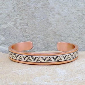 Native American Jewelry-Authentic Navajo Copper with Sterling Silver Overlay Cuff Bracelet-Sylvana Apache & Randy Secatero