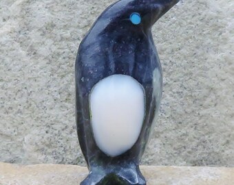 Zuni Fetish-Authentic Native American Animal Carving-Marble CUTE LITTLE PENGUIN-Spirit Animal-Calvert Bowannie