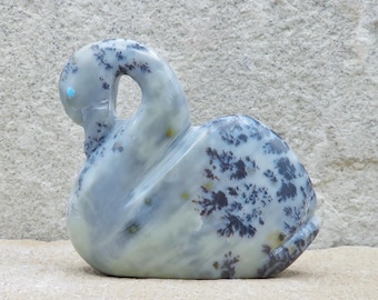 Zuni Fetish-Native American Animal Carving-Serpentine Large ELEGANT SWAN-Spirit Animal-Corwin Yamutewa