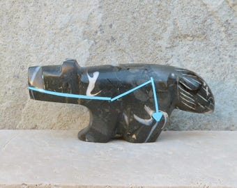 Zuni Fetish-Authentic Native American Animal Carving-Large Purisima Stone WOLF-Stone Spirit Animal-Kenric Laiwakete