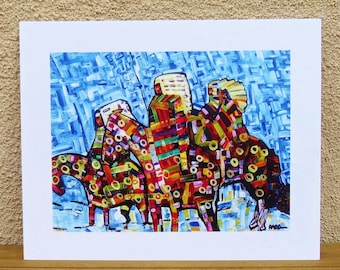 Native American Art - Navajo/Dine Signed Print of Original Painting - Ronald Chee - Winter  Warriors