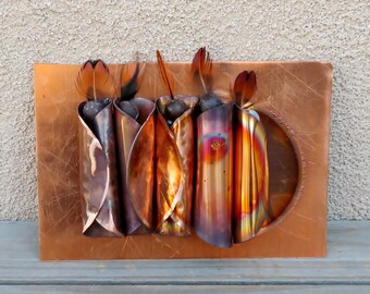 Native American Art-Authentic Menominee Metal Art-Copper "PAPOOSE BABIES" Sculpture-Cindy Kuck