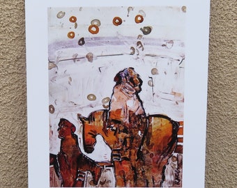 Native American Art - Navajo/Dine Signed Print of Original Painting - Ronald Chee - Journey