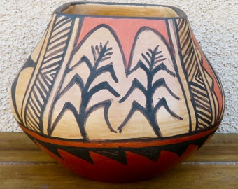 Native American-Pottery - Authentic Clay Pottery-Jemez Pueblo Pottery Handmade Corn Pot-Juanita Fragua