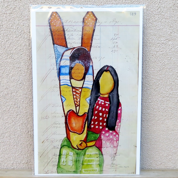 Native American Art-Print of Original Painting-Comanche/Kiowa-Ledger Art-" Pia" -J. NiCole Hatfield