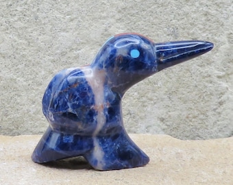 Zuni Fetish-Native American Animal Carving-Sodalite MORNING BLUEBIRD-Spirit Animal-Kenric Laiwakete